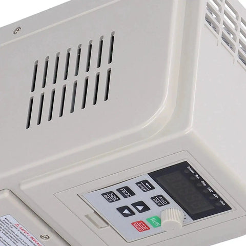 Close-up of control panel on 110V VFD Inverter 1500W For Motors From Single Phase To Three Phase Speed Control with buttons and display