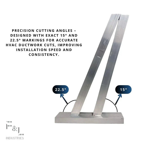 Heavy Duty Aluminum Square Duct Angle Cutting Guide with Exact 15 and 22.5 Degree Markings for HVAC Ductwork and Sheet Metal