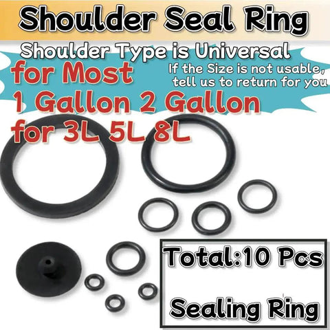 Sprayer seal rings set, 10 rubber O-rings in assorted sizes for most 3L/5L/8L and 1–2 gallon sprayers