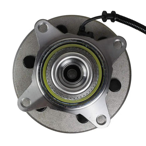 Front view of Front Wheel Hub Bearing Assembly For 4x4 Ford F150 2004 2005 6 Lug With ABS, featuring flange and wiring