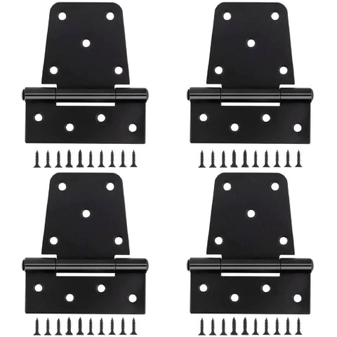 3-1/2 Inch Heavy Duty Gate Hinges 4 Pack Black Iron Shed Door Hinges with 72 Screws Durable 1.2 Inch Thick Solid Steel