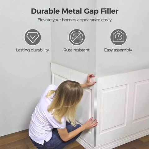 Person installing Durable 304 Stainless Steel Trim Strip With Adhesive Backing for kitchen cabinet