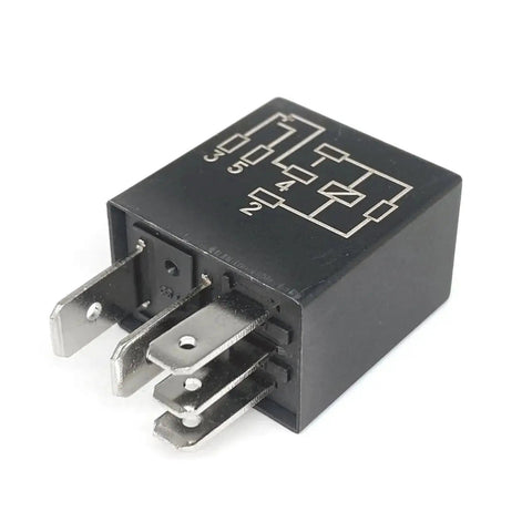 Close-up of a 12V 5-pin SPDT automotive relay for Ford, Toyota, Cadillac 2014-2023