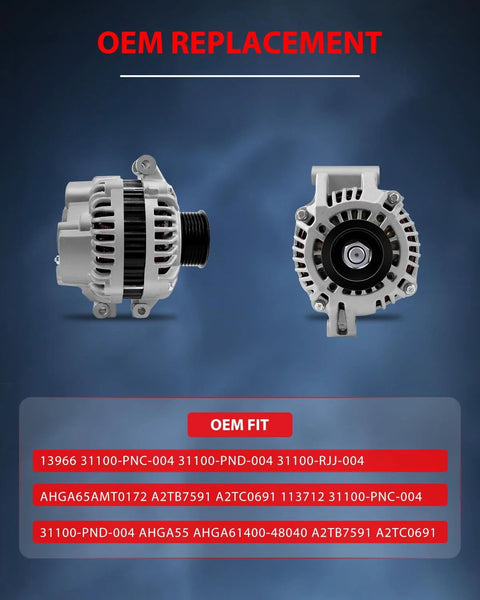 Beefed Up 90 Amp 12V Alternator For Honda CRV 2.4L 2002 2003 2004 2005 2006 Replacement With CW Rotation And 7 Groove Pulley
