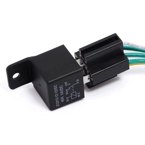 Beefy 40 Amp SPDT 5 Pin Automotive Relay 12VDC Contactor Switch Module with wiring harness, ideal for trunk pop-up, remote start.