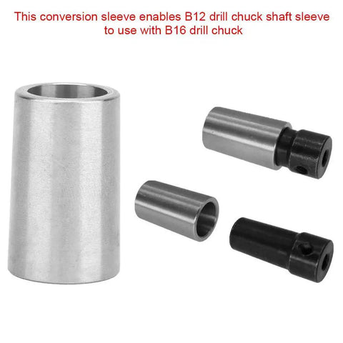 DANAIXZ B12 to B16 drill chuck conversion sleeve set; stainless steel, four-piece, front view