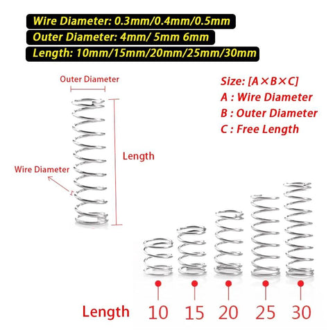 Sineky 450pcs stainless steel compression springs set, 15 sizes, lengths 10–30 mm for DIY repair projects.