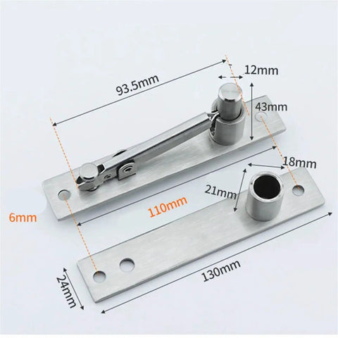 360 Degree Stainless Steel Swing Door Pivot Hinge for Concealed Bookcase and Secret Door 360 Rotating Hinge for Hidden Wall Cabinets