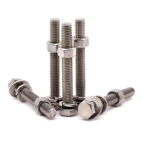 Four Sets Of Half Inch 13 UNC Coarse Thread Stainless Steel Hex Bolts With Nuts Flat Washers And Lock Washers Hardware Kit 304