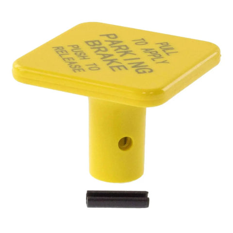 Front view of Yellow Dash Valve Knob With Pin For Three Eighths Inch Air Brake Stems