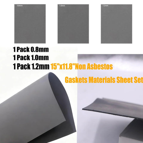TKCBCD 3PS non-asbestos gasket sheet set, 15x11.8in, includes 0.8mm, 1.0mm, 1.2mm gray sheets