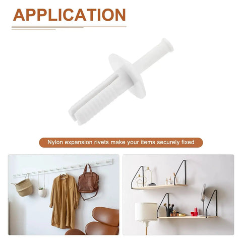 Nylon Nail Drive Anchors Mushroom Type One Hundred Pack White Diameter One Quarter Inch And Expansion Three Quarter Inch Durable Nylon