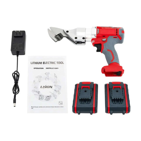 36V Corded Metal Shears With Variable Speed And Swivel Head for sheet metal cutting, charger, instruction manual, two batteries
