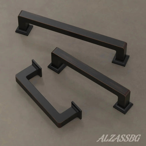 Oil Rubbed Bronze Cabinet Pulls 5 Inch 128mm Hole Centers Square Cabinet Handles Set Of 10 For Cabinets Drawers Closets Kitchen AL3046ORB