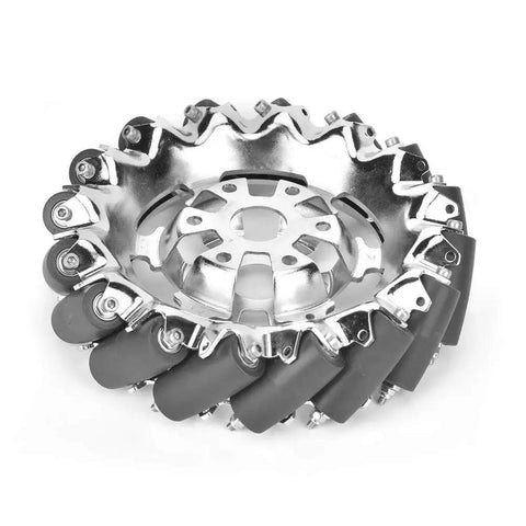 6 Inch Metal Mecanum Wheel for Industrial Robots with 16 TPU Rubber Rollers, 45 Degree Omnidirectional Movement, Rugged Sheet Metal Build