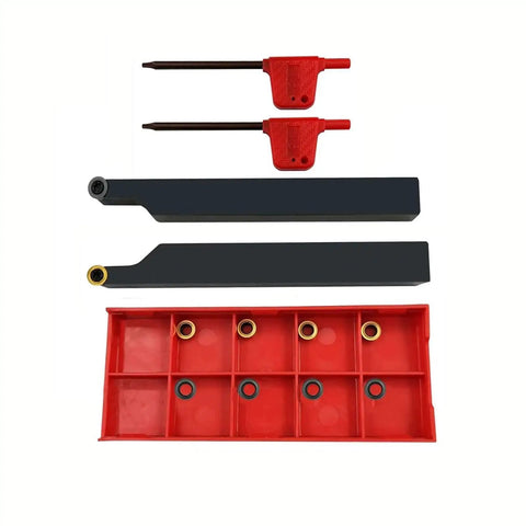 Pro Grade Heavy Duty Lathe Turning Tool Holder Set With 3/8 And 1/2 Inch Shanks SRACR1010H06 SRACR1212H06 Includes RCMT0602