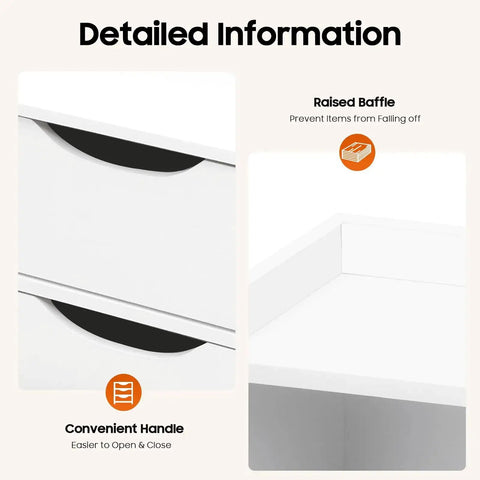 Details of Vertical Bedside Cabinet With Three Drawers And Open Storage Shelf Nightstand, showing handle and raised baffle