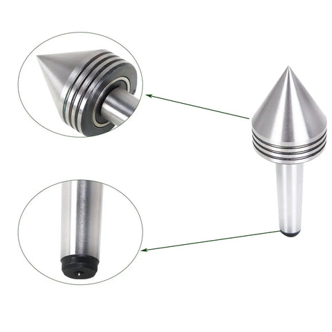 MT2 Live Center 60 Degree 2-1/2 X 1-11/16 Precision Lathe Center for Metal Lathe and CNC Work, sealed end, high hardness steel
