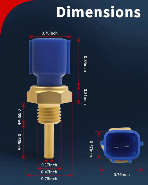 Engine Coolant Temperature Sensor ECT Water Temp Sensor For Infiniti G35 G37 Q50 Q60 QX60 EX35 FX35 And Nissan Altima Rogue Sentra Pathfinder Frontier Maxima Murano Versa Xterra Reliable Replacement Upgrade, showing product dimensions