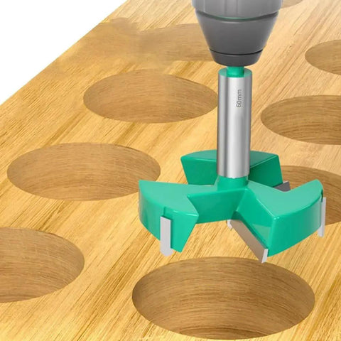 Wide Range Hole Opener Cutter For Woodworking With Hex Shank In Sizes From 16mm To 60mm For Hinge Boring and Smooth Drilling in action