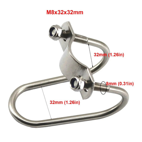 Sturdy Stainless Steel Cross Pipe Clamp Set 32mm X 32mm U Shaped Clip For Greenhouse Farm Nursery Fence Scaffolding Cross Grid Connector M8 4 Pack Heavy Duty Corrosion Resistant Waterproof 304 Grade