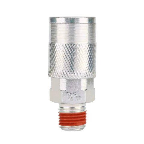 I/M Type 1/4 Inch NPT Quick Connect Air Coupler And Plug Kit, stainless steel construction, 300 PSI max, front view.