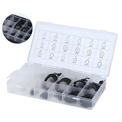 Gearhead Approved 17 Size External Retaining Ring Snap Ring Kit 2 To 32 Mm E Clip Circlip Set With Hardened Metal Rings And Plastic Storage Case
