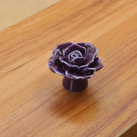 12 Pack Purple Rose Ceramic Knobs For Cabinets And Dressers Rose Flower Vintage Style Pulls With 3 Screw Sizes for decorative use