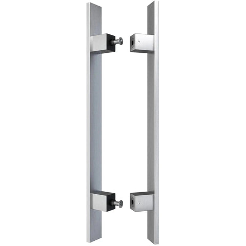 36 Inch Barn Door Push Pull Handle Heavy Duty Grade 304 Stainless Steel Brushed Finish Square Commercial Door Pull Set