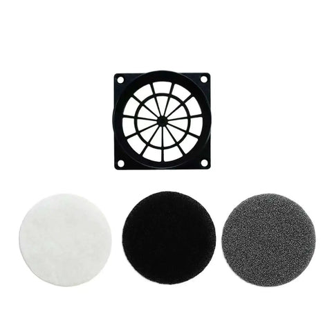 Ventilation fan kit with three round filters for Dual Placement Resin 3D Printer Enclosure Tent With Adjustable Ventilation Exhaust Fan Kit For Resin Printers Keeps Fumes Down And Prints Clean, Fits Most Compact And Large Units, Easy Setup With Vertical Or Horizontal Placement.