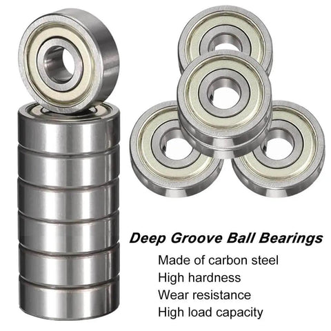 Miniature 623ZZ Ball Bearings Set, 30 Pieces, Deep Groove, Double Shielded, Carbon Steel, 3mm x 10mm x 4mm, High Load Capacity