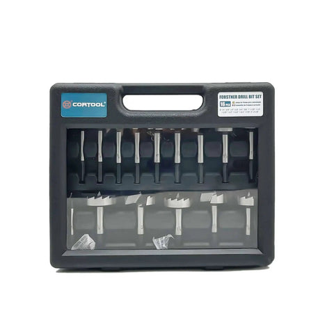 Forstner Bit Set 16 Piece Hex Shank Wood Drill Bits Kit For Flat Bottom Holes in plastic carrying case