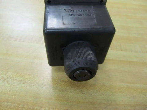 FD4-FNHS-110SA12 Industrial Hydraulic Solenoid Valve close-up, black box housing, 110/115V, 3000 PSI pressure, Racine systems replacement.