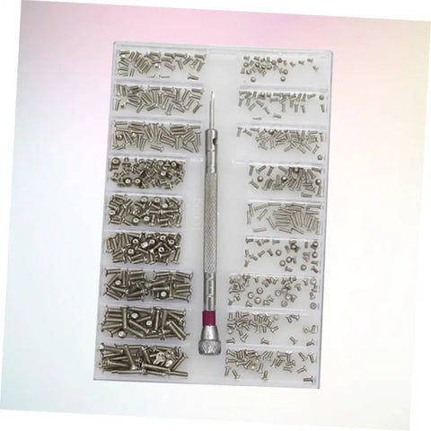 Miniature Screw Kit Set For Glasses Laptops Watches And Electronics With Durable Portable Storage Case top view