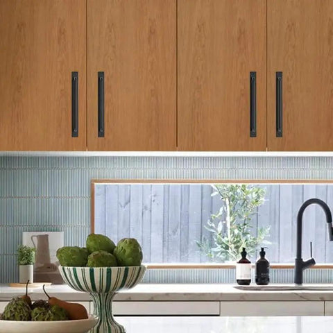 Kitchen cabinets with 2 Pack Barn Door Handles For Sliding Doors In Black With Plate Zinc Alloy Rust Resistant Pull Handles Hole Center 8.8 Inches