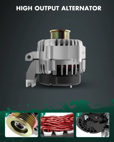 Alternator Replacement For Buick Century Regal Impala Monte Carlo V6 3.8L 2002 To 2004 12V 105Amp CW 6 Groove Pulley