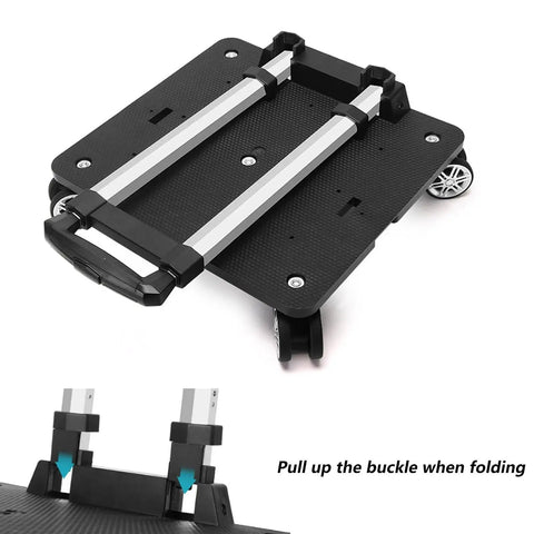 Folding Five Wheel Luggage Cart With Adjustable Height In Three Positions Lightweight Heavy Duty Trolley in folded position