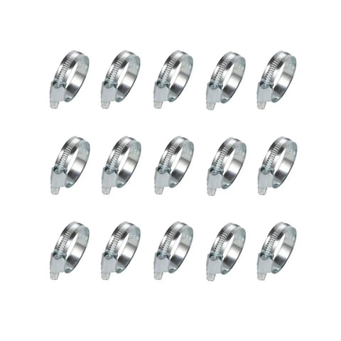 Pro Grade Heavy Duty High Pressure Hose Clamps 15 Pack 5/9 To 1-1/10 Inch Adjustable Worm Gear Drive 304 Stainless Steel Band