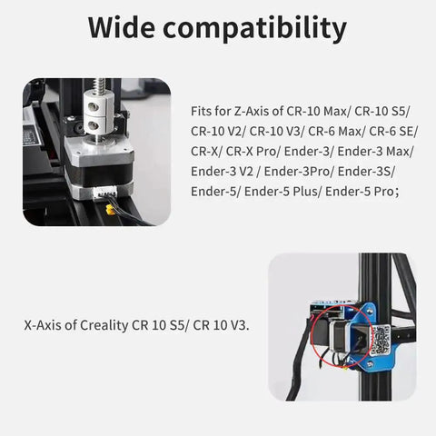 Z Axis Stepper Motor 42-34Z for 3D Printer compatibility with Ender and CR-10 series shown mounted on a 3D printer.