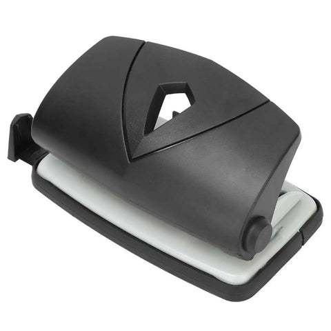 2 Hole Puncher With Positioning Ruler Mini Handheld Black Office Tool For School Non Slip Bottom 10 Sheet Capacity
