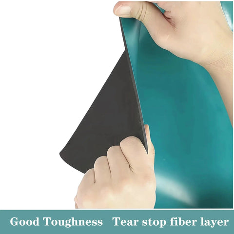 Hands holding Large 23.6 Inch By 118 Inch ESD Soldering Mat Roll reveal dual-layer design with green top and black bottom by MYOYAY.