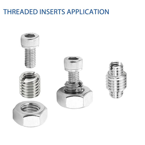 HiPicco 10-piece stainless steel thread adapter set with M6x1 male to M4x0.7 female reducer nuts and inserts