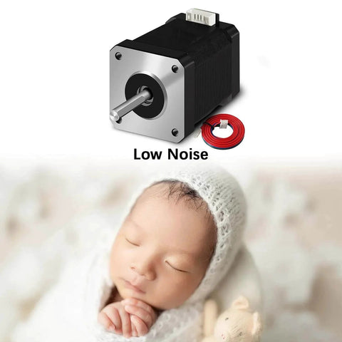 Nema 17 Stepper Motor 42x60mm 2.1A 2 Phase 4 Wires 1.8 Degrees with 1Meter Cable for 3D Printer Motors, shown above sleeping baby