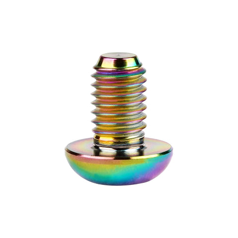 Rainbow Titanium M5x8mm Bolts Pack Of 10 For Water Bottle Cage And Bike Accessories, Ultra Light 6Al4V Gr5 Ti Alloy shown in close-up