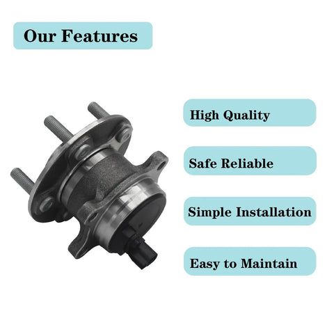 Rear Wheel Bearing And Hub Assembly For Ford Focus 2012-2018 5 Lug With ABS Without Active Park Assist Direct Fit Replacement Features