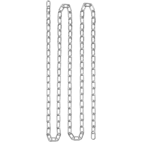 Grade 30 Chain Quarter Inch By 100 Feet Zinc Plated Proof Coil Chain for towing, logging, and agriculture shown extended