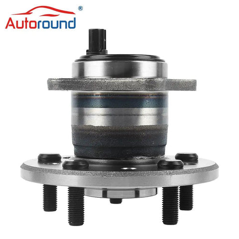 Front view of Rear Right Wheel Hub And Bearing Assembly 512207 with ABS Sensor for Toyota Camry Avalon Highlander Solara and Lexus ES300 ES330 ES350 2001-2012 5 Lug Replacement.