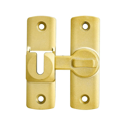 90 And 180 Degree Adjustable Barn Door Lock For Privacy And Security, Easy Install Sliding Door Latch Fits Barn Doors Cabinets Gates Windows Bathrooms Garden And More, Space Saving No Fuss Hardware For Home Use, shown in gold finish.
