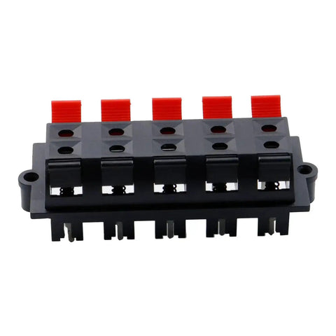 Straight Speaker Terminal Strip WP10-03B Push Release Clips 5Pcs For DIY Audio Upgrades, connector front view