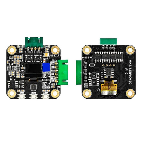 Closed Loop NEMA17 Stepper Motor Driver With Low Noise For CNC Machines And 3D Printers, MKS SERVO42C, front and back view